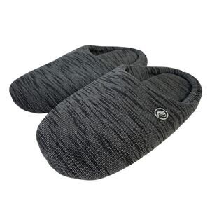 Mens Size 9-10 Gray Heathered Slippers Round Toe Slip On House Shoes